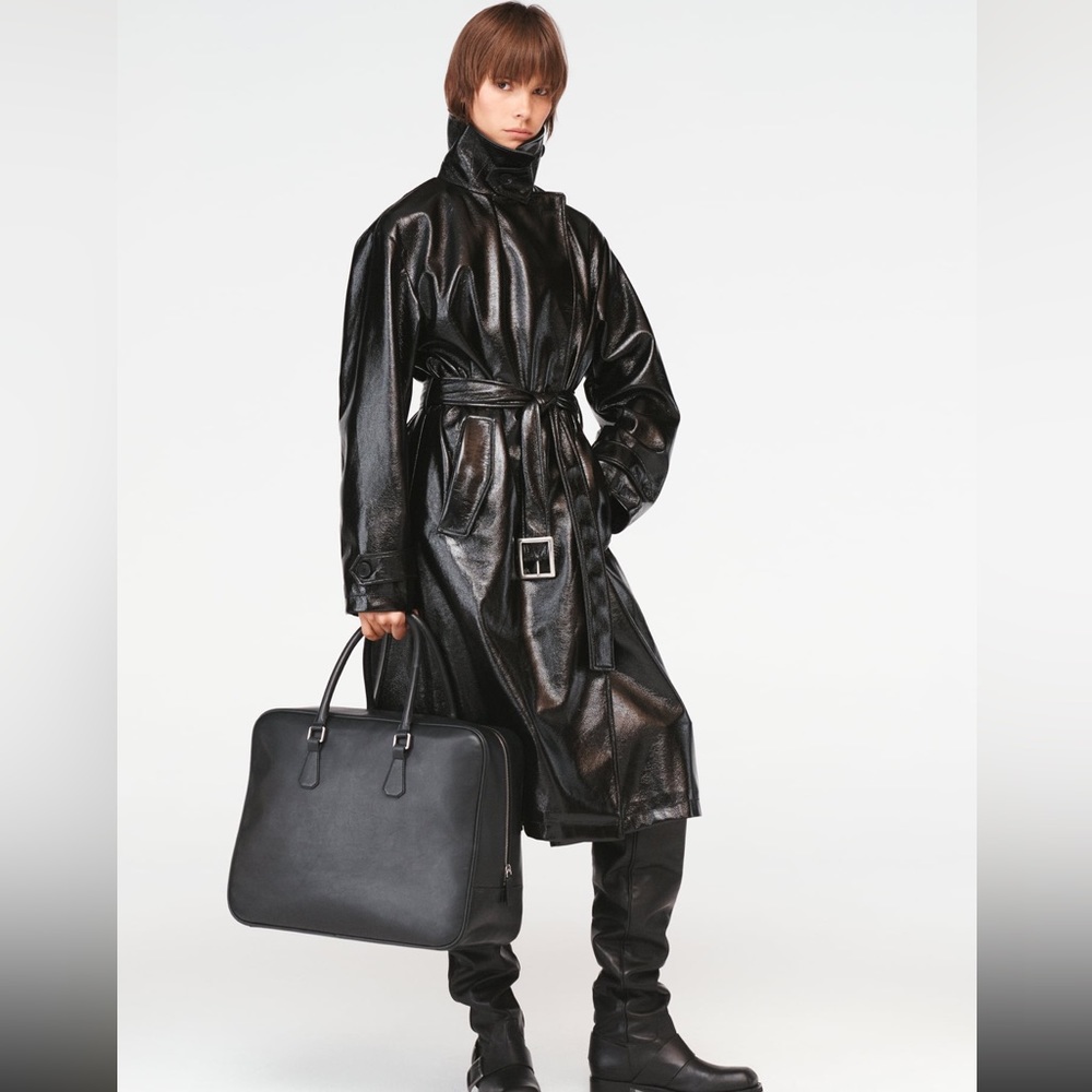 Out of stock! Zara New BELTED TRENCH STEVEN MEISEL. Black size M-L